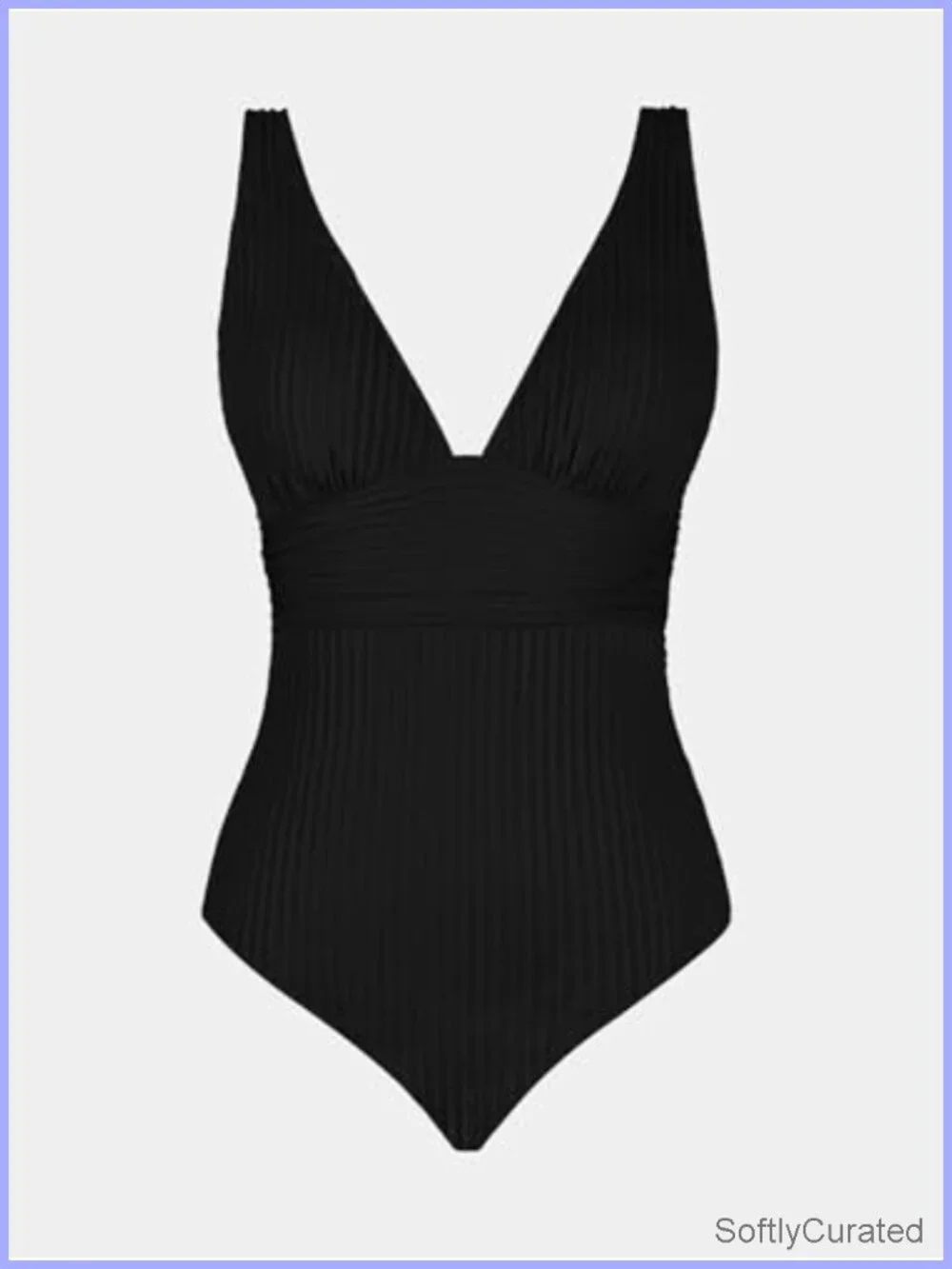Wide Strap V-Neck Ruched One Piece Swimsuit with Twist Back